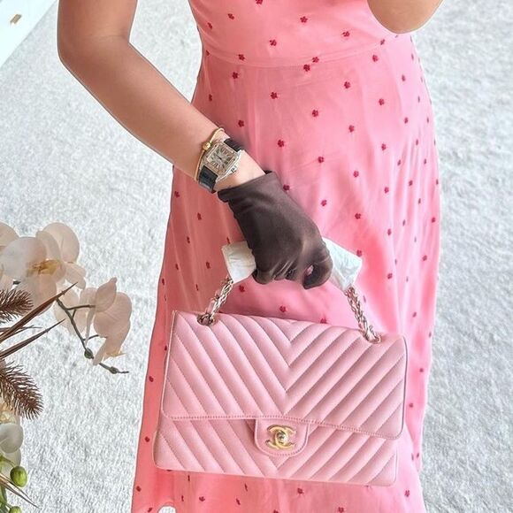 100% authentic CHANEL medium caviar in baby pink GHW - Picture 5 of 5